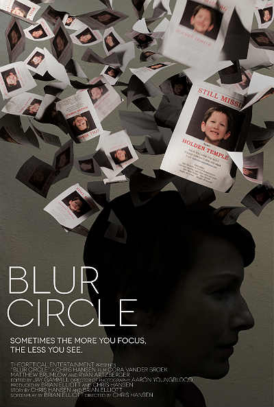 Movie poster featuring a woman with a child missing posters floating around her head